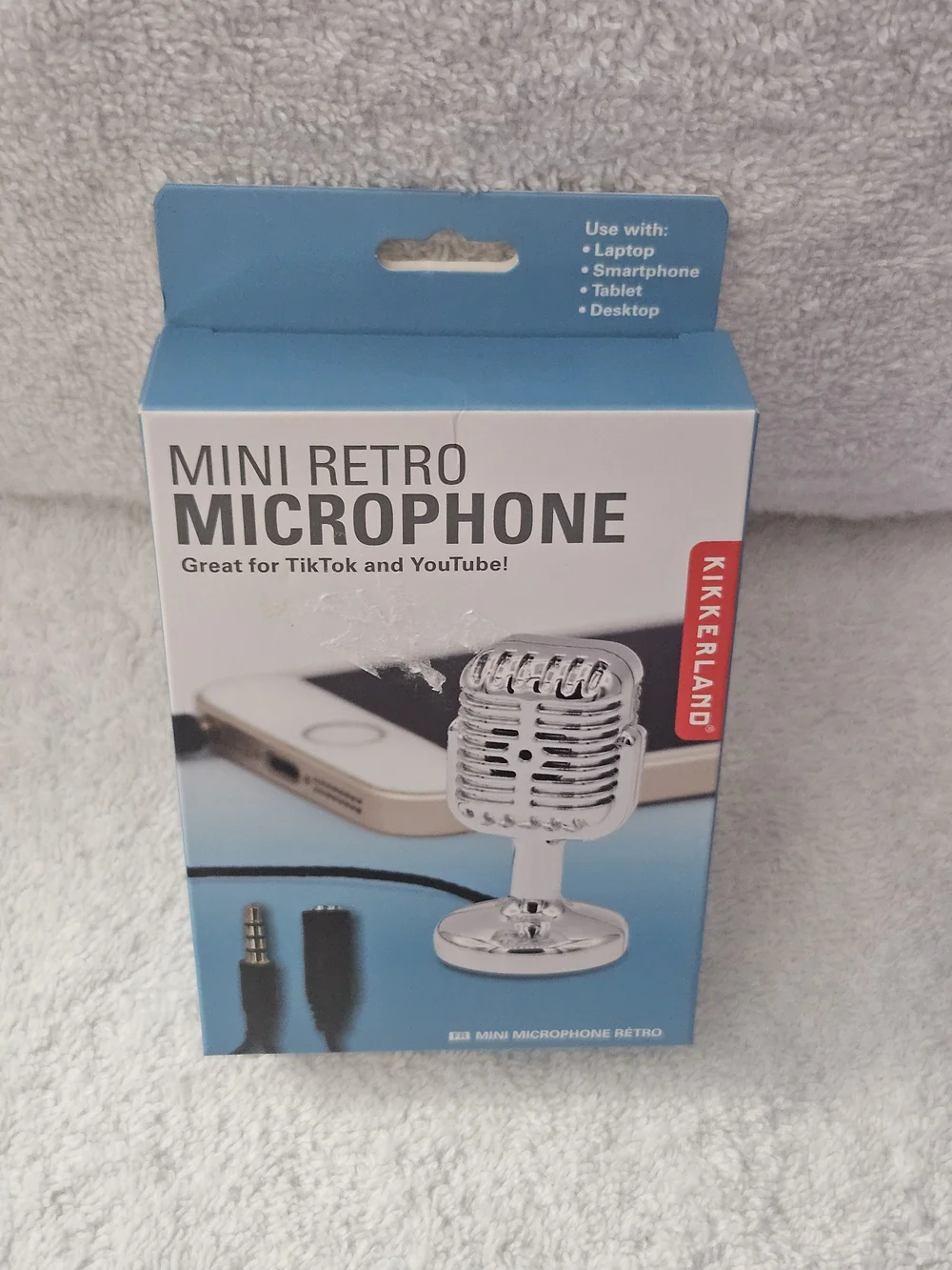 Kikkerland Mini Retro Microphone Portable Phone Laptop Tablet TikTok YouTube NEW